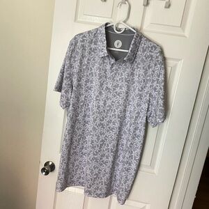 Toes On The Nose, Men's Gray Patterned Polo Shirt, Size XXL